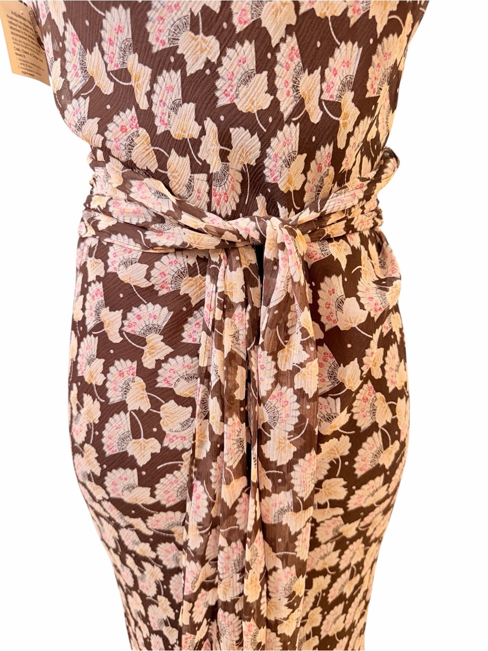 DVF Diane Von Furstenberg 100% Silk Fan Pattern V-Neck Floral Midi Dress Sz 10 - Picture 10 of 13